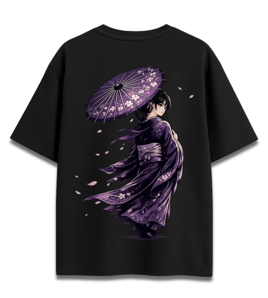 Sakura Elegance | Japanese Geisha Oversized Graphic T-Shirt | Premium 260 GSM Cotton