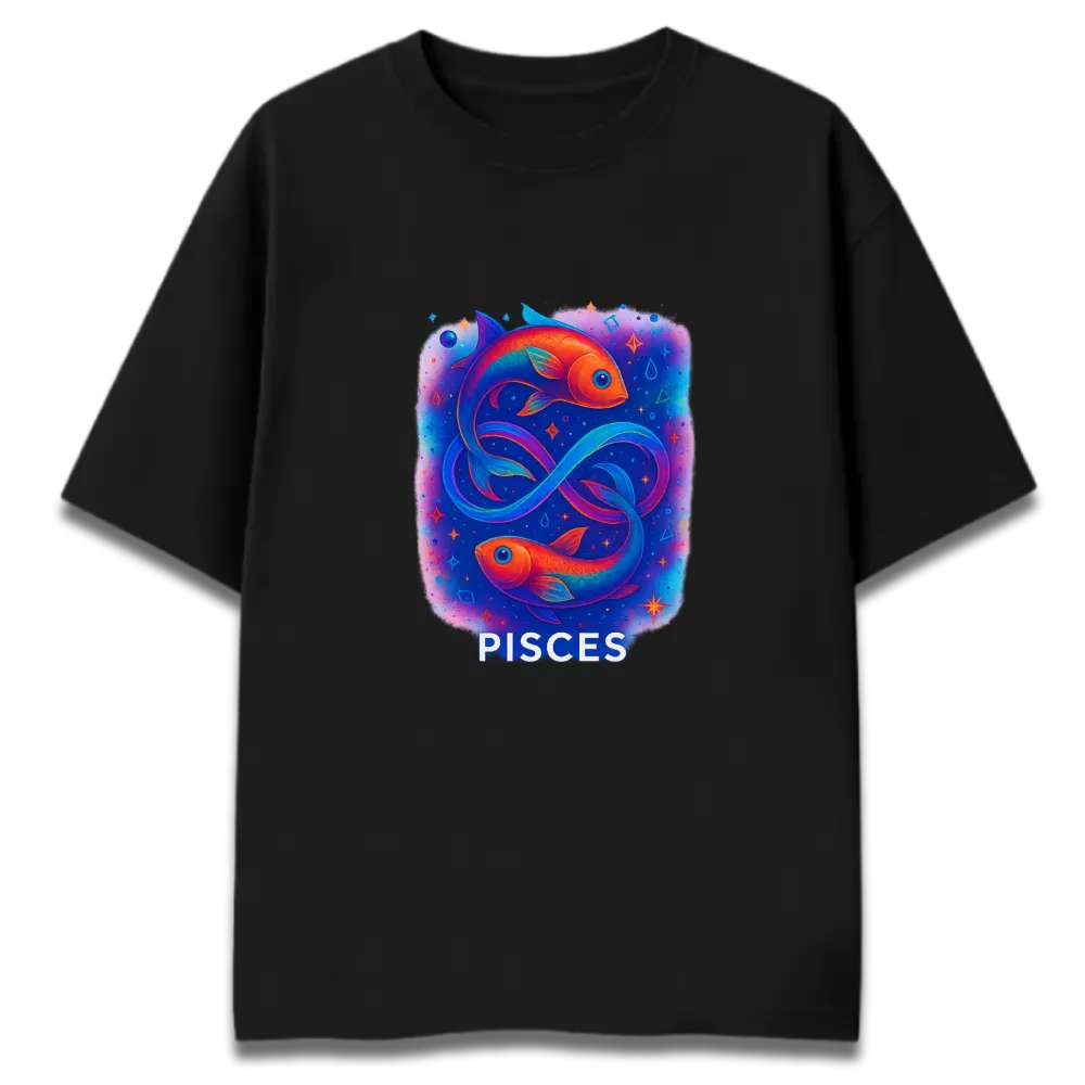 Oversized Graphic T-Shirt | Pisces Sunsign Design | Premium 260 GSM Cotton Streetwear India