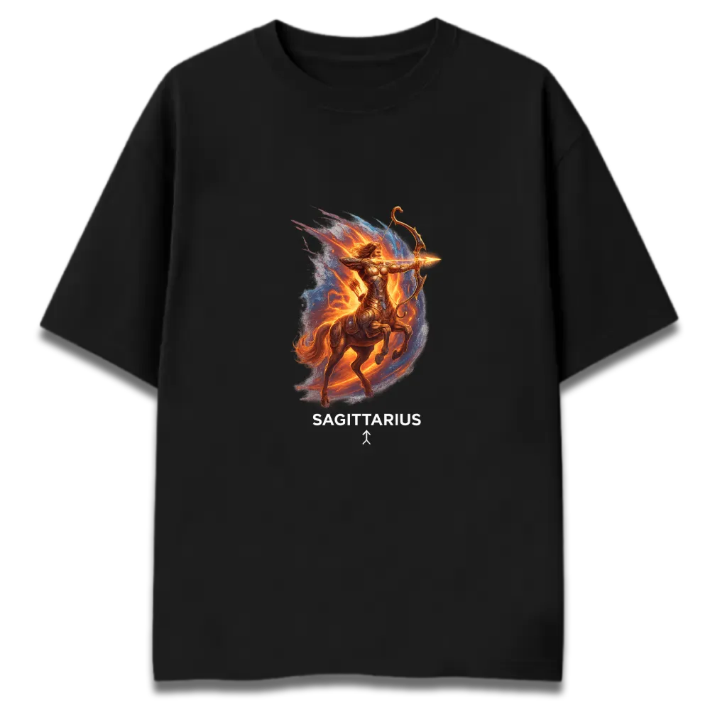 Oversized Graphic T-Shirt | Sagittarius Sunsign Design | Premium 260 GSM Cotton Streetwear India