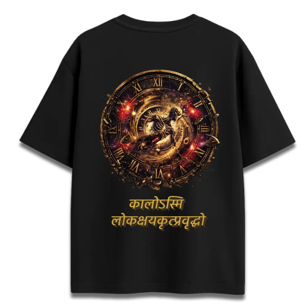 Oversized Graphic T-Shirt | Bhagavad Gita Kaal Shloka Design | Premium 260 GSM Cotton Streetwear India