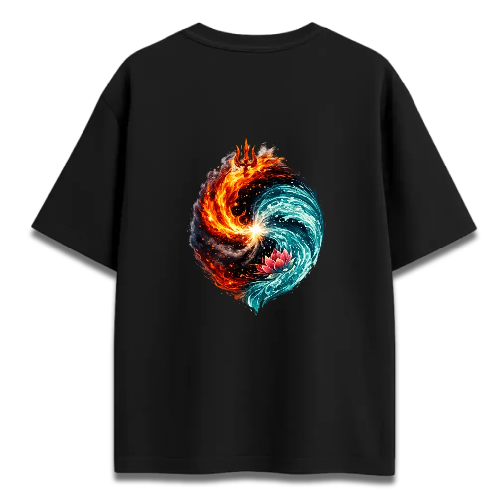 Oversized Graphic T-Shirt | Divine Duality Shiva Parvati Energy Design | Premium 260 GSM Cotton Streetwear India