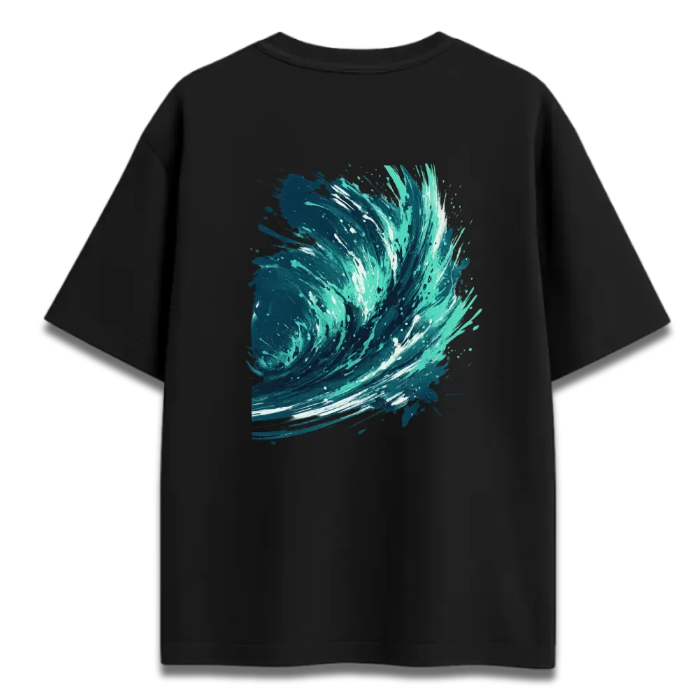 Oversized Graphic T-Shirt | Emerald Waves Design | Premium 260 GSM Cotton Streetwear India