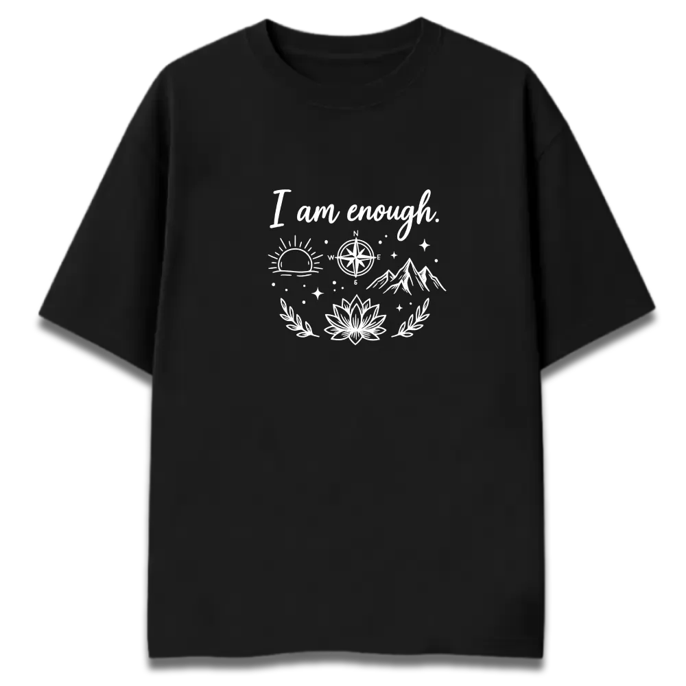 Oversized Graphic T-Shirt | I Am Enough Affirmation Design | Premium 260 GSM Cotton Streetwear India
