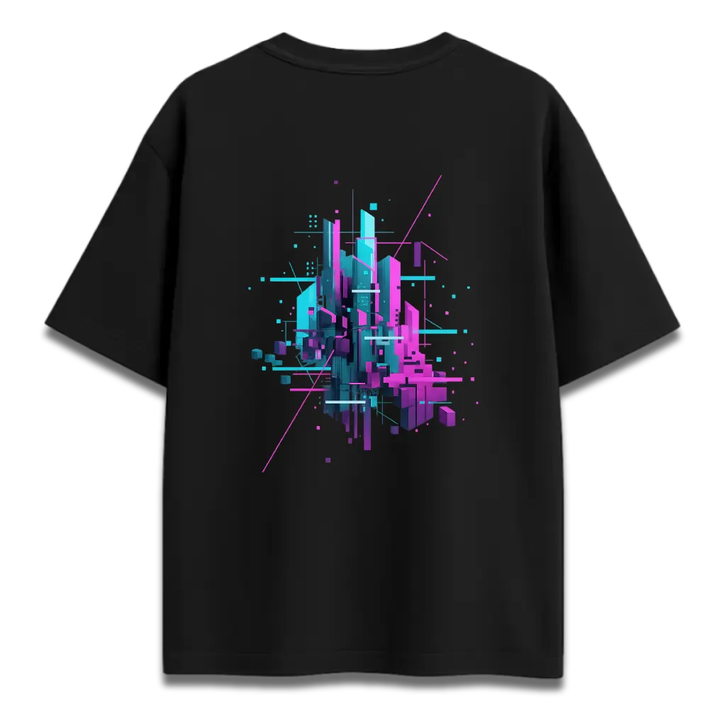 Oversized Graphic T-Shirt | Sci-Fi City Skyline Design | Premium 260 GSM Cotton Streetwear India
