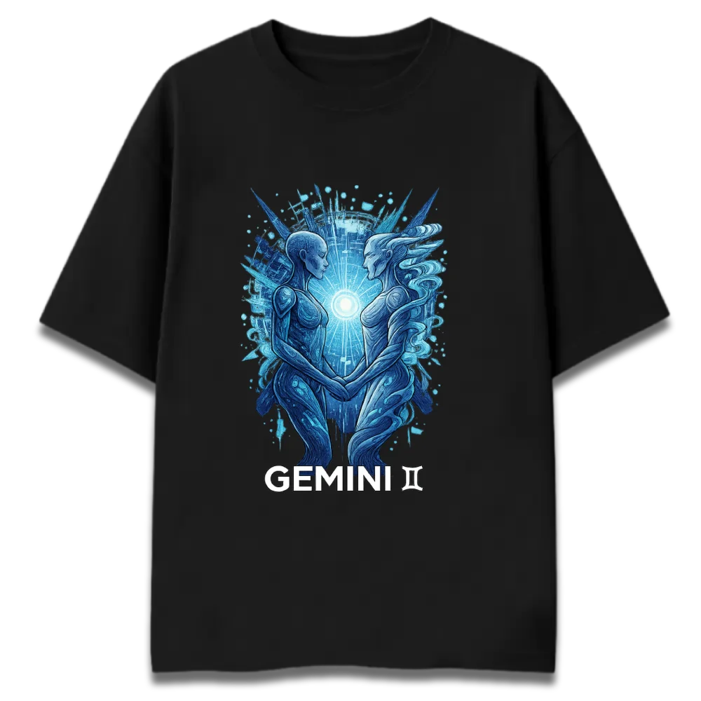 Oversized Graphic T-Shirt | Gemini Sunsign Design | Premium 260 GSM Cotton Streetwear India