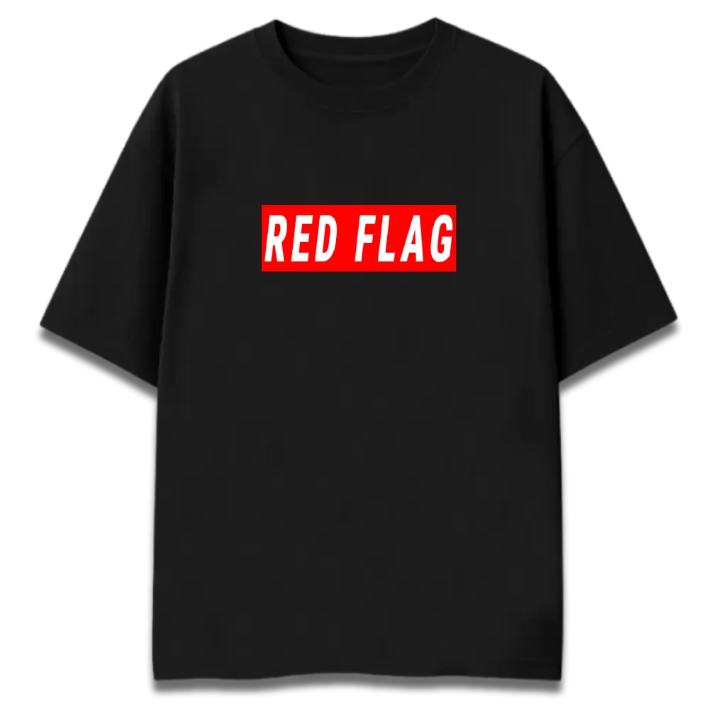 Oversized Graphic T-Shirt | Red Flag Design | Premium 260 GSM Cotton Streetwear India