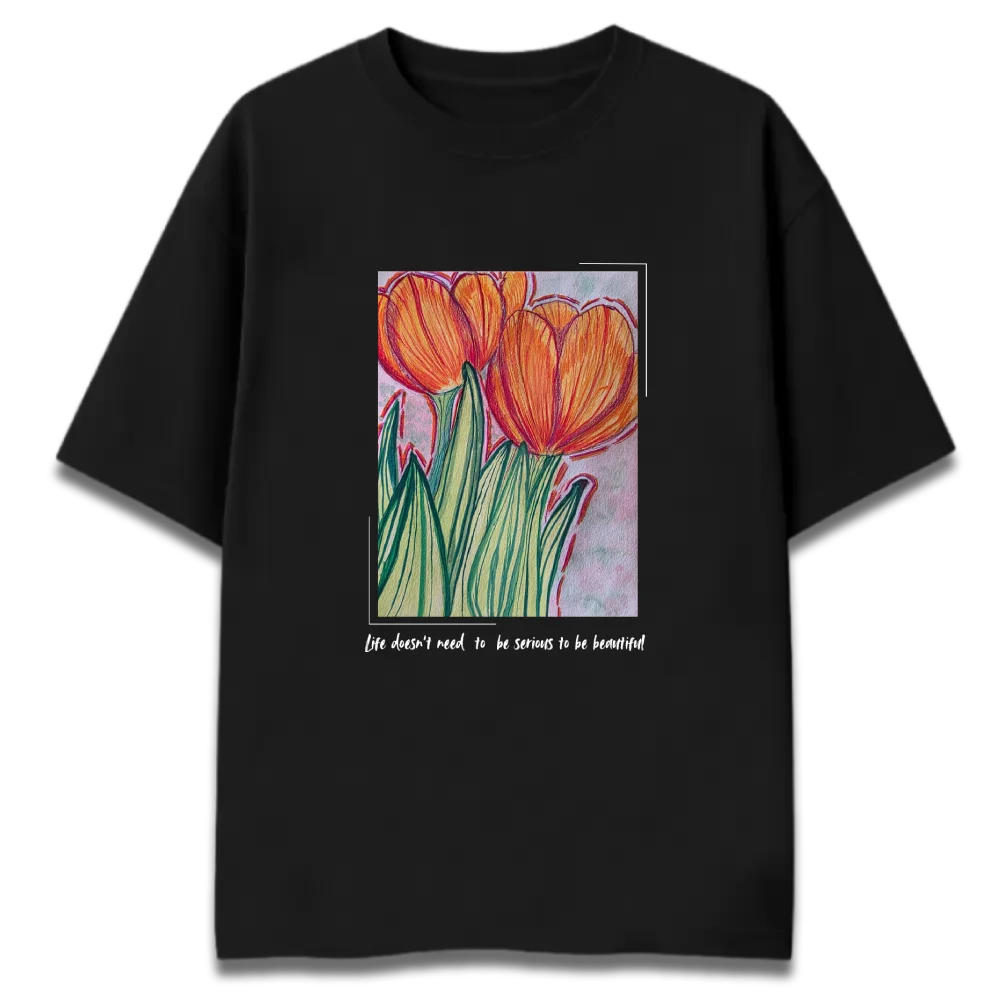Oversized Graphic T-Shirt | Life Doesn't Need to Be Serious Design by Neha | Premium 260 GSM Cotton Streetwear India