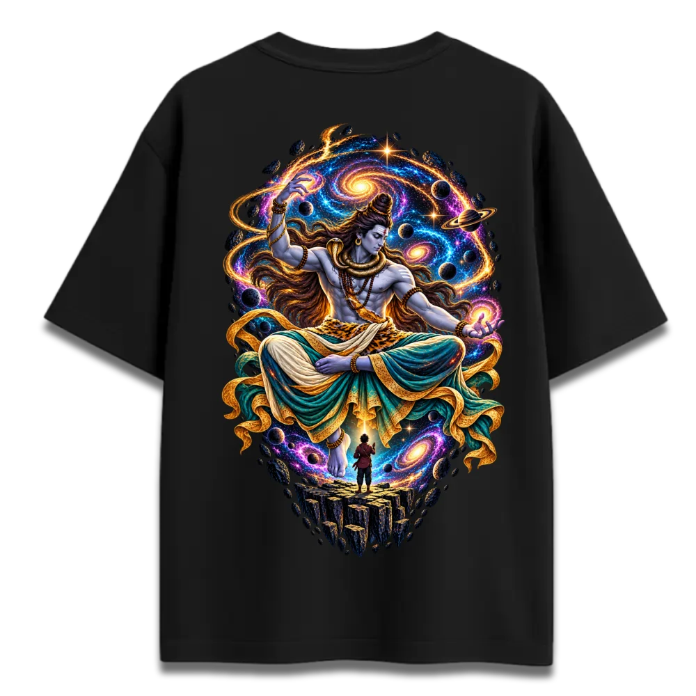 Oversized Graphic T-Shirt | Mahadev Cosmic Universe Design | Premium 260 GSM Cotton Streetwear India
