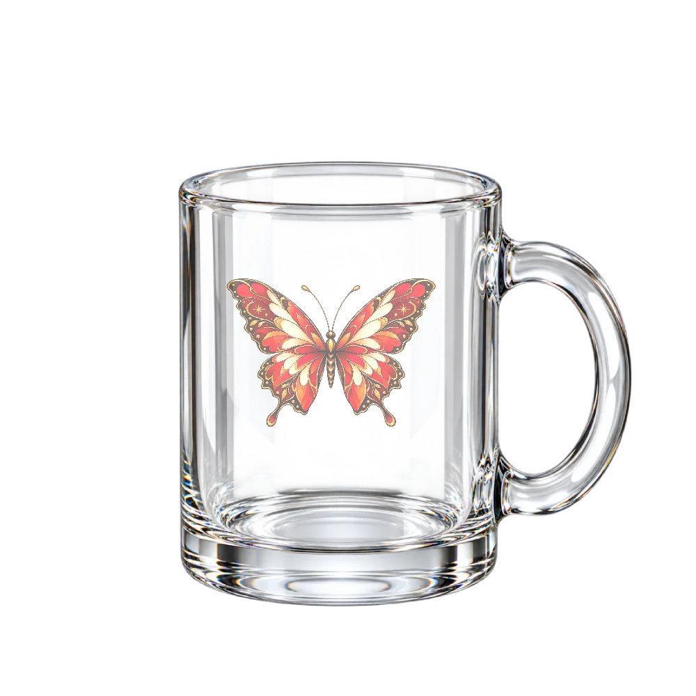 Graphic Mug | Crimson & Gold Butterfly Design | MONÉ