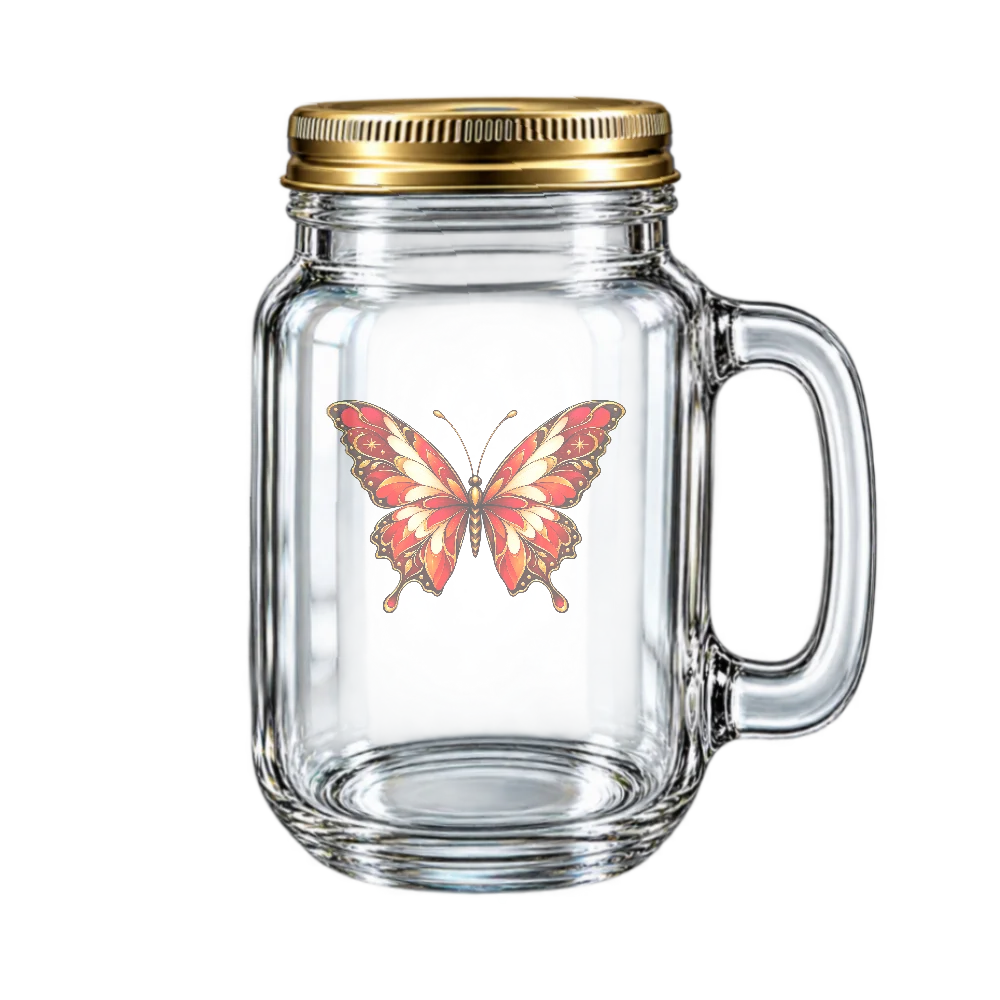 Graphic Mug | Crimson & Gold Butterfly Design | MONÉ