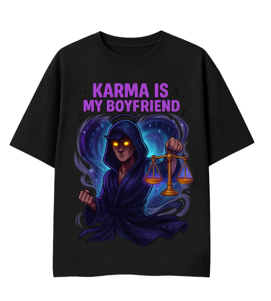 Oversized Graphic T-Shirt | Karma is My BF Design | Premium 260 GSM Cotton Streetwear India