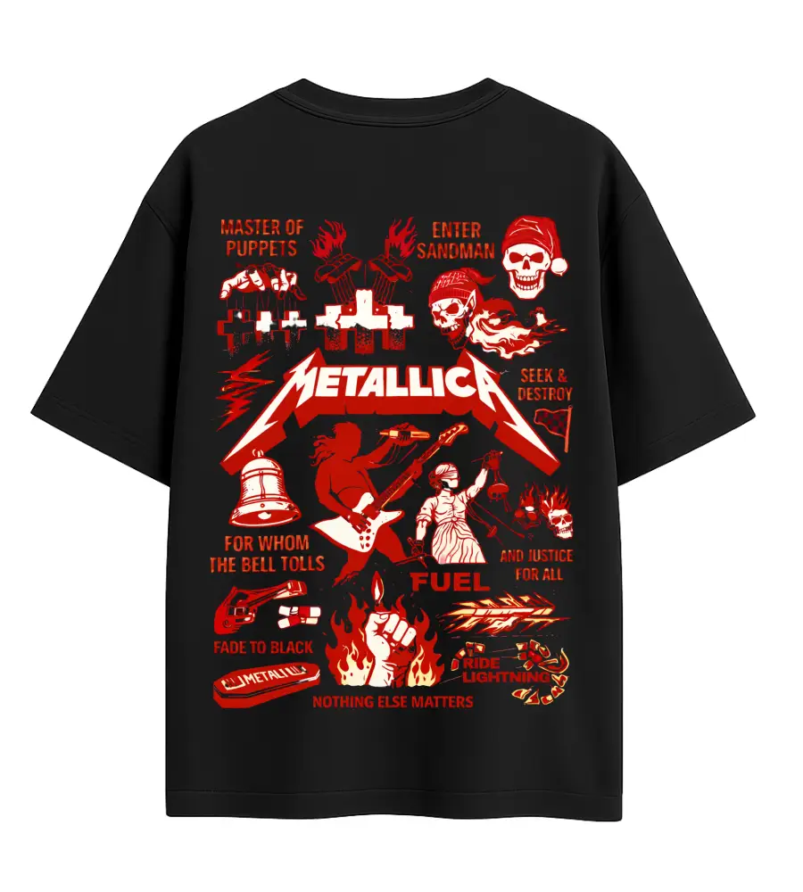 Oversized Graphic T-Shirt | Metallica Rock Band Design | Premium 260 GSM Cotton Streetwear India