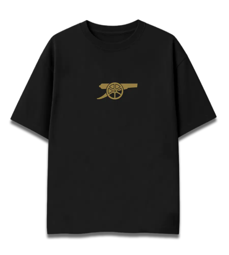 Oversized Graphic T-Shirt | Arsenal Minimal Gold Cannon Design | Premium 260 GSM Cotton Streetwear India