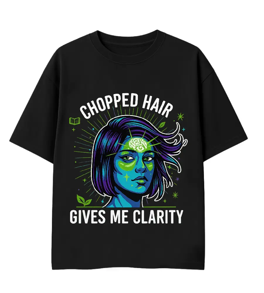 choppedhair Frontside chopped hair bob cut girl tshirt