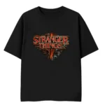 stranger things series, hawkins oversized tshirt, upside down, eleven, black,