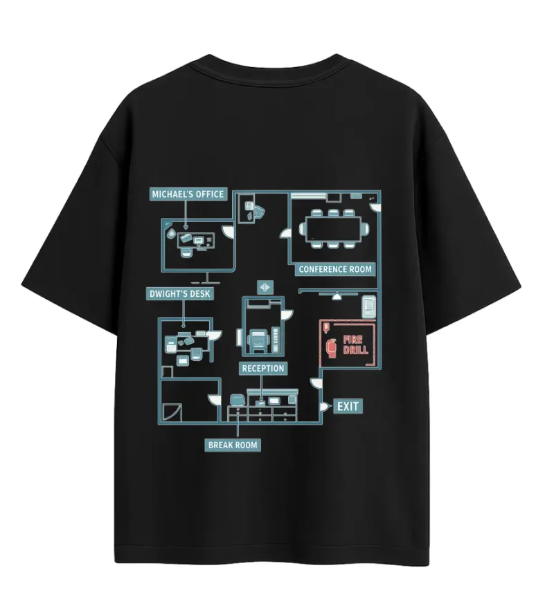 the office, corporate life, office memes, office oversized tshirts, black, michael scott, dwight, dundie